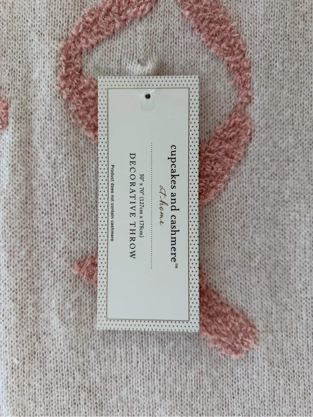 cupcakes & cashmere Pink Bow Motif Decorative Throw